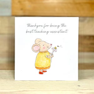 Personalised Teaching Assistant Mouse Thankyou Card | appreciation card, end of term, illustration, handmade card, primary school, school