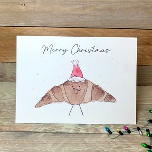 Croissant Weihnachtskarte | humorvolle Weihnachtskarte, lustiges bestie, Teenager Weihnachtskarte, Hand illustrierte Weihnachtskarten