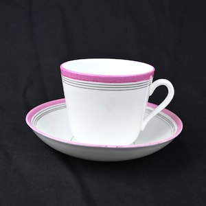 Vintage Pink and White Cup and Saucer - Teacup - Coffee Cup