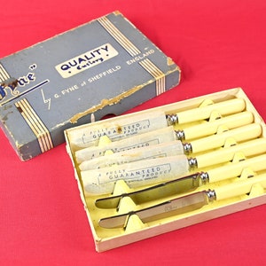 Vintage Box Dessert Besteck - G. Fyne - Edelstahl