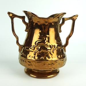 Vintage Lustreware Vase - Lusterware two Handle Vase - Embossed - Deer with Antlers