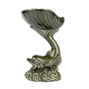 Vintage Fish and Shell Soap Dish - Dartmouth Pottery - Dark Green