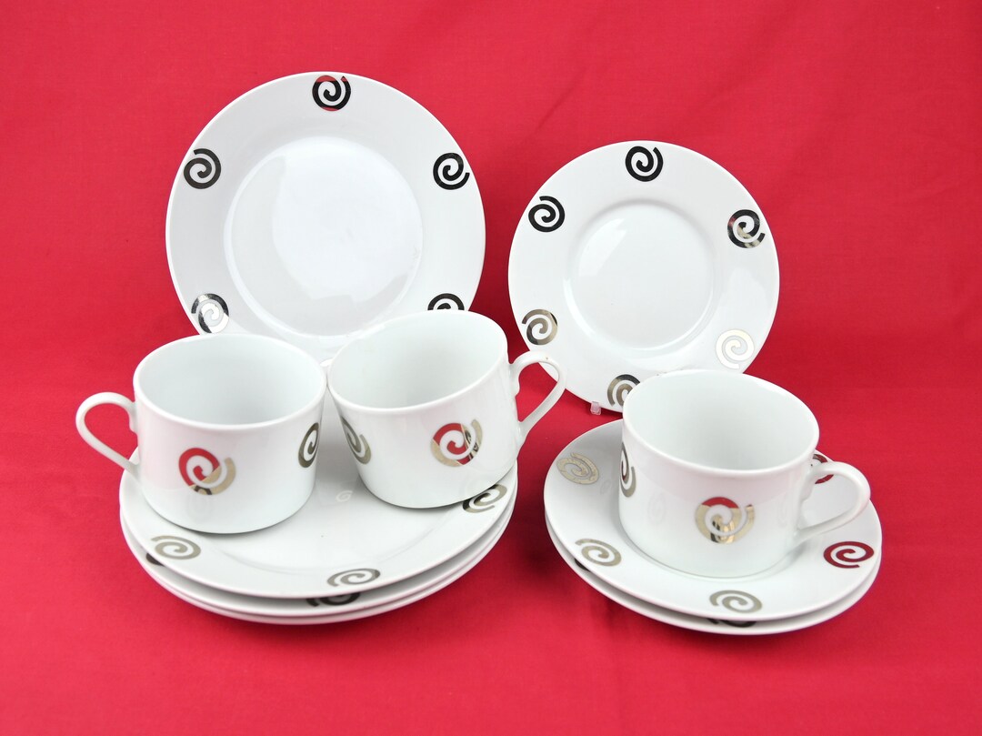 Vintage Cups Saucers and Side Plates Set of Three Etsy UK
