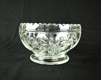 Vintage Glass Sugar Bowl: Mid-Century Floral Design