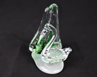 Glass Swan napkin/letter holder - Vintage - Serviette holder - 1960s