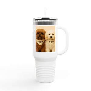 Custom Pet Insulated Travel Mug, 40oz | Cute Dog Design, Perfect Gift for Pet Lovers, Travel Accessory, Coffee Cup, Birthday Gift