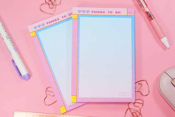 To Do List Retro Notepad // 8-bit Tasking Memo Pad Stationery