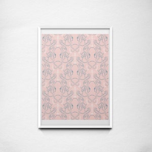 Nautical Octopus Fine Art Print // Octopus and Anchor Ocean Themed Pattern // Giclée Artist Print