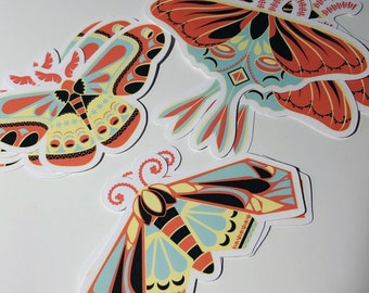 Geometrische motten//insectencurio gestanst stickerset