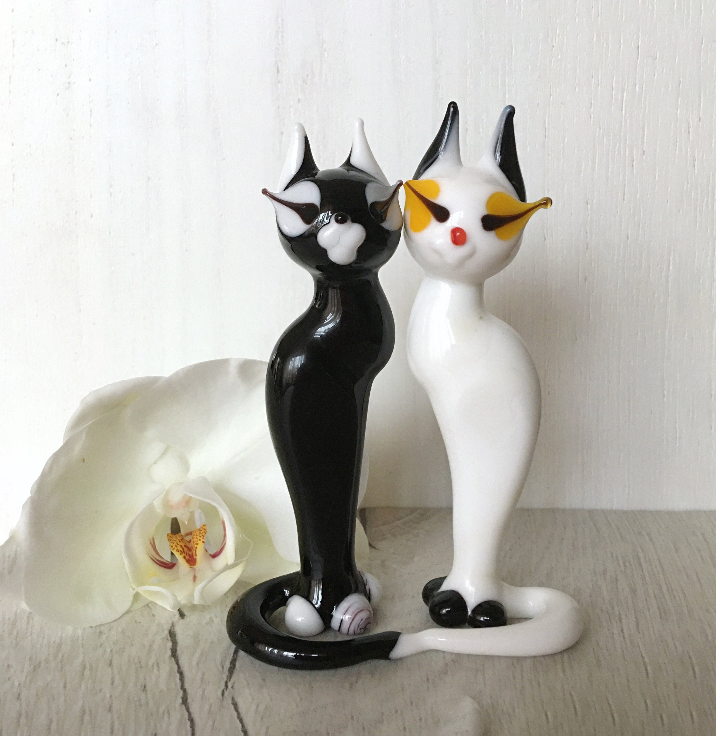 Lovely cat handmade figurine glass pair figurine cat Etsy