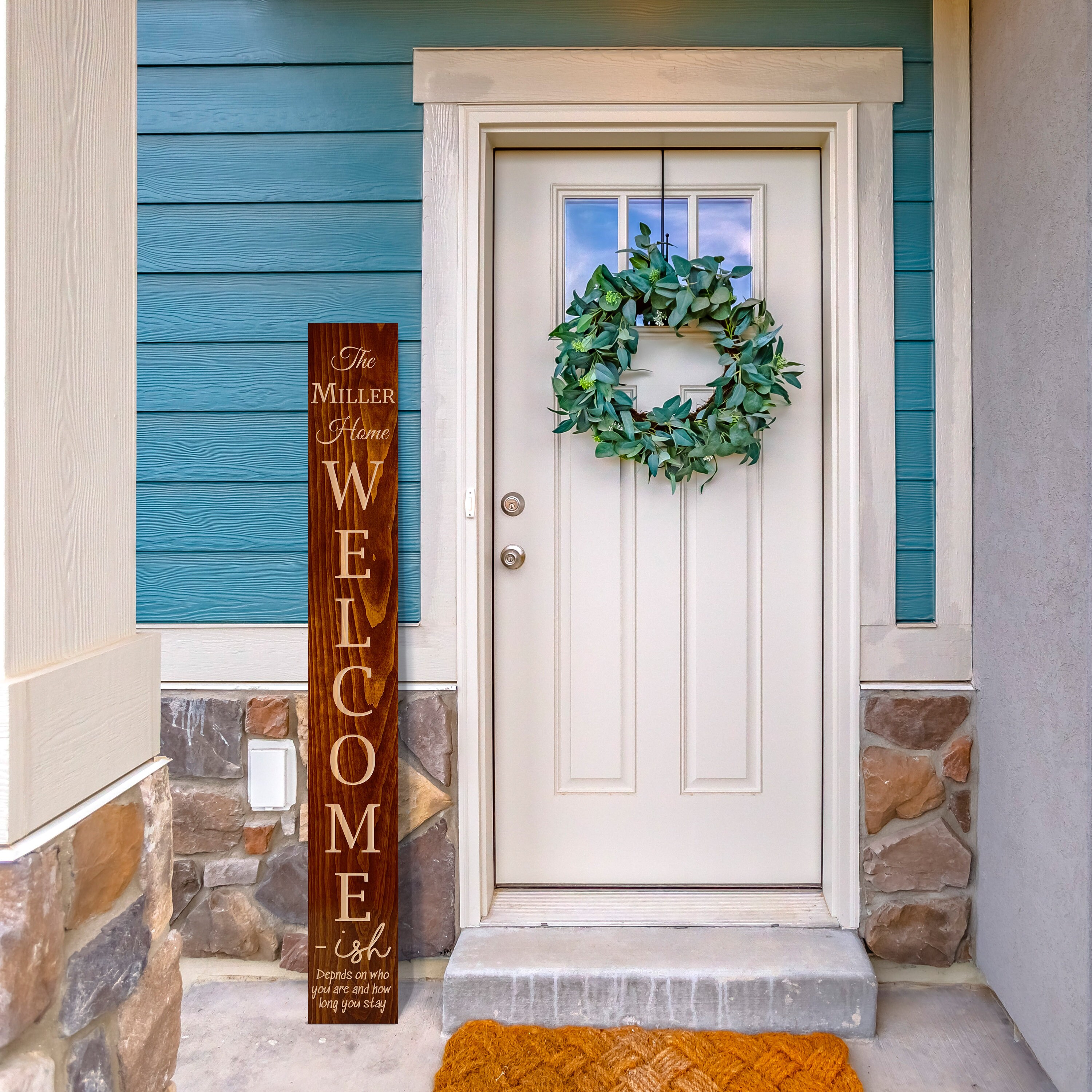 Welcome-ish Carved Welcome Sign Personalized Last Name - Etsy