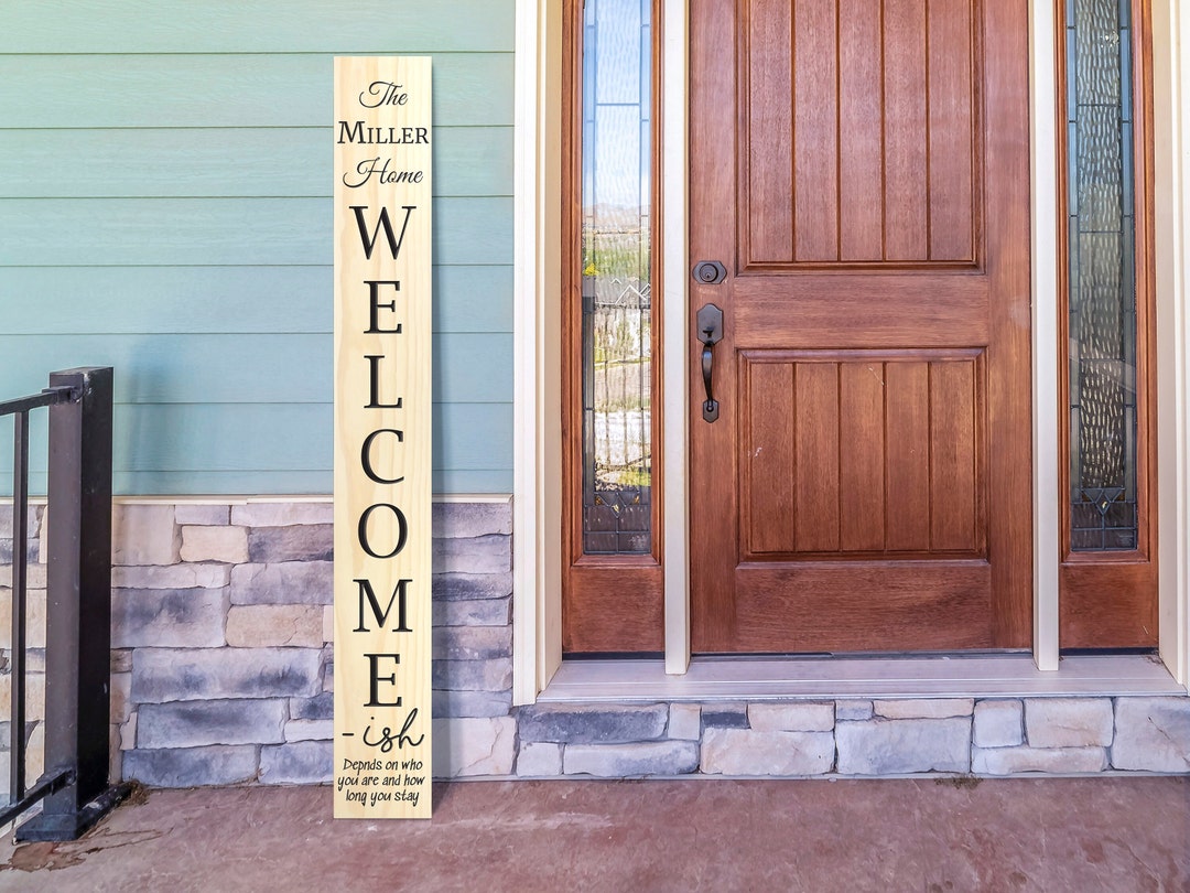 Welcome-ish Carved Welcome Sign Personalized Last Name Outdoor Treated ...