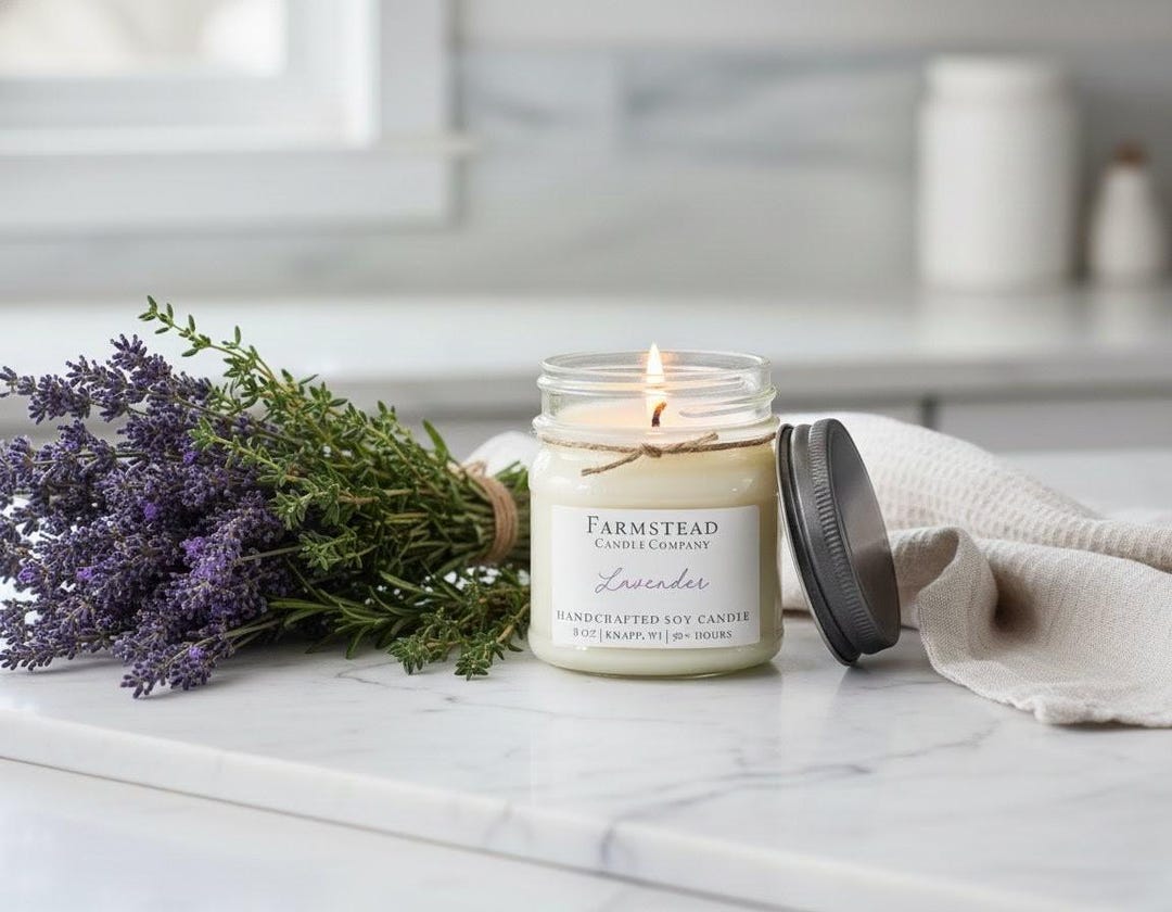 Lavender Soy Candle | Hand Poured 8 Oz Mason Jar | Floral Natural Soy ...