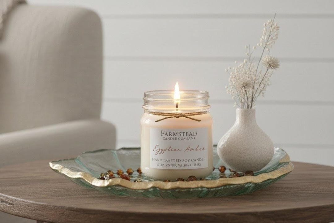 Egyptian Amber Soy Candle | 8 Oz Hand Poured Mason Jar | Farmhouse ...