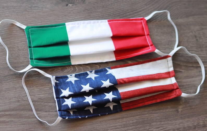Italian Flag Face Mask 100 Cotton Italy Face Mask Italian Etsy