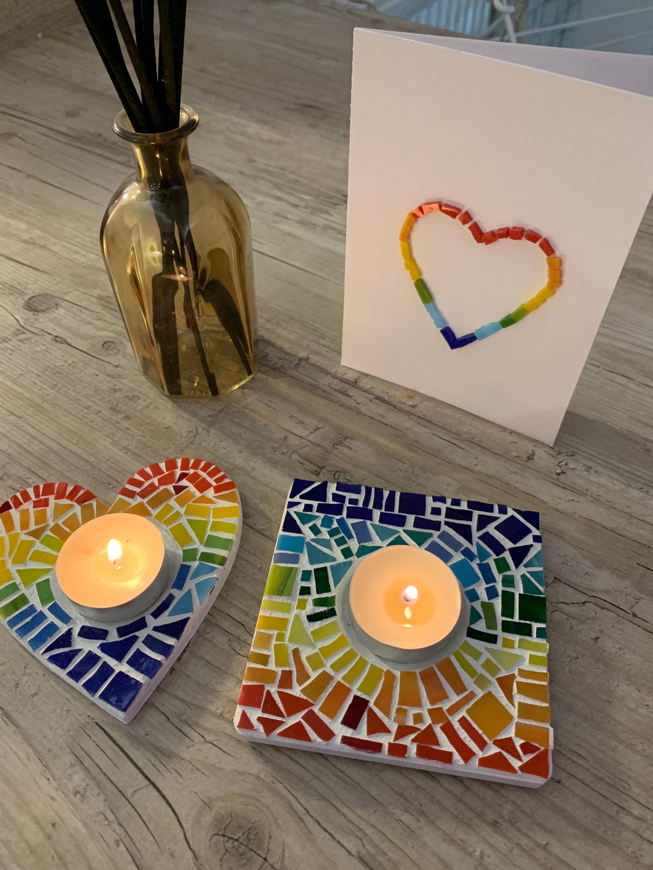 Kit de sous-verre en mosaïque – Kit de bricolage avec sous-verre en bois | Fournitures d'art et d'artisanat amusantes faites à la main pour décoration d'intérieur, ensemble de sous-verres en mosaïque