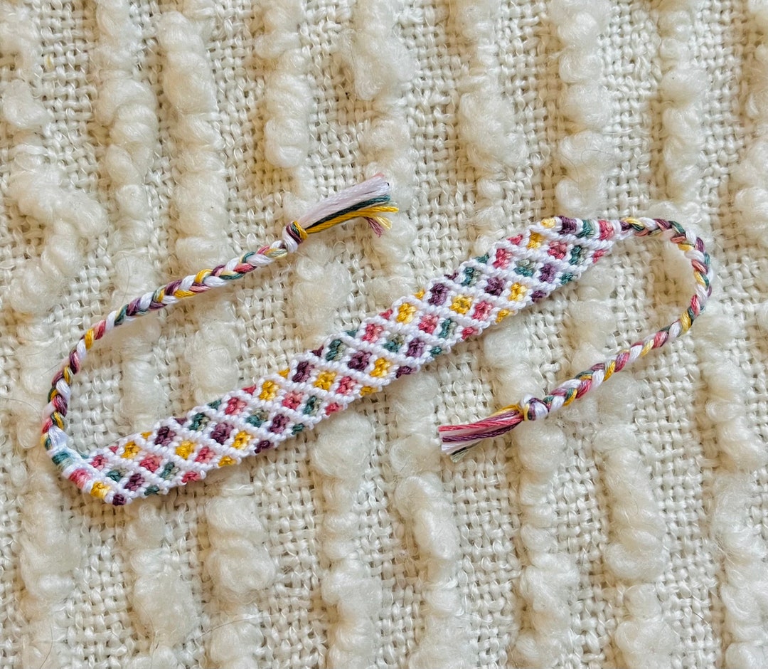 Pastel Checkers Handmade Knotted Friendship Bracelet Etsy