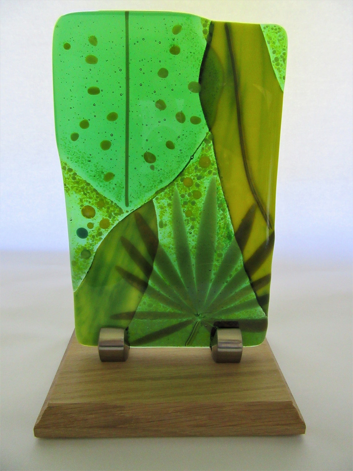 Fused Glass Tropical Leaves with Iridescent Glass Etsy