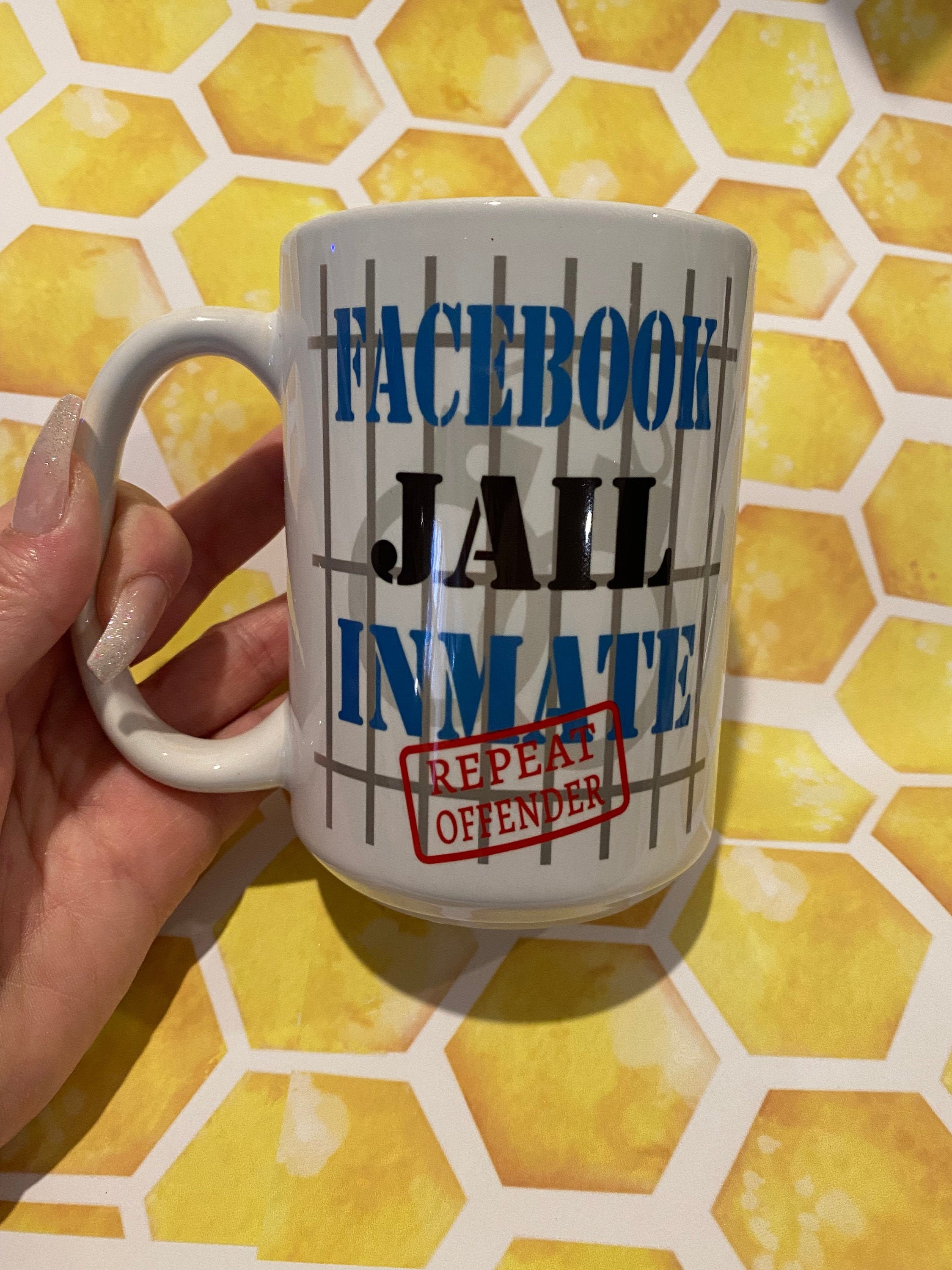 Facebook jail inmate coffee cup 15 oz Etsy