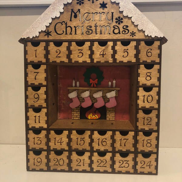 Wood Advent Calendar Etsy