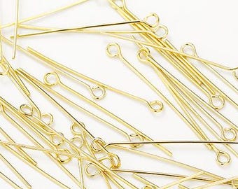 14K Gold Filled Eye Pins, Eye Headpins with Loop, DIY Jewelry Making Findings Supplies gb090