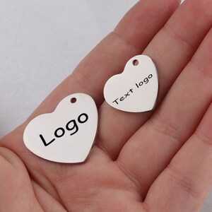Custom Charm love pendant custom logo jewelry Personalized Charm Stainless Steel Laser Engraved logo Charm beads for jewelry making kw1919