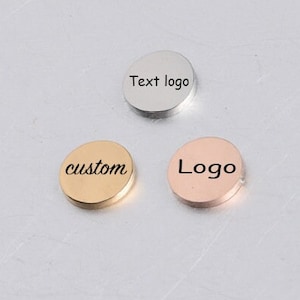 Personalized Charm coin 12mm Custom Charm Stainless Steel Laser Engraved logo Charm beads for jewelry making kw1881P