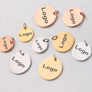 Custom Charm disc pendant Personalized Charm Stainless Steel Laser Engraved logo Charm beads for jewelry making kw1873