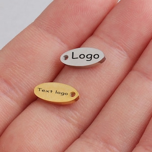 Custom Charm oval tag pendant custom jewelry Personalized Charm Stainless Steel Laser Engraved logo Charm beads for jewelry making kw1920
