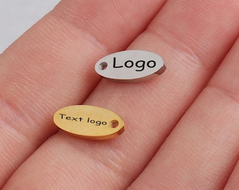 Aangepaste charme ovale tag hanger aangepaste sieraden gepersonaliseerde charme roestvrij staal lasergegraveerd logo charme kralen voor het maken van sieraden kw1920