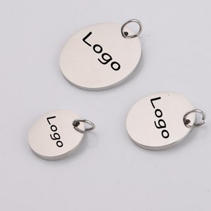 Custom Charm coin charm disc pendant Personalized Charm Stainless Steel Laser Engraved logo Charm beads for jewelry making kw1873f