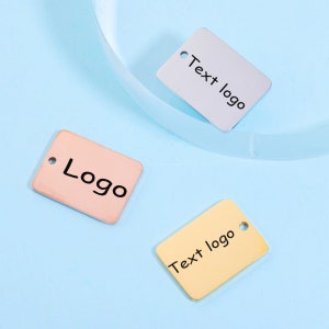 Custom Charm square pendant custom jewelry Personalized Charm Stainless Steel Laser Engraved logo Charm beads for jewelry making kw1904r