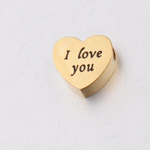 Custom Charm heart small hole custom jewelry Personalized Charm Stainless Steel Laser Engraved logo Charm beads for jewelry making kw1917-2r