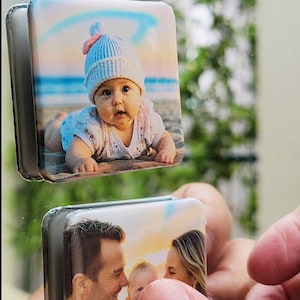 Custom Baby Photo Fridge Magnets - Personalized Keepsake Gifts, Wedding Favors, Handcrafted Family Baby Moments
