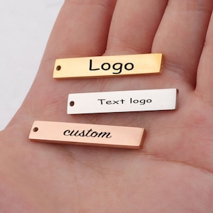Custom Charm strip tag  custom jewelry Personalized Charm Stainless Steel Laser Engraved logo Charm beads for jewelry making kw1911r