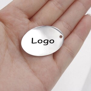 Custom Charm oval pendant custom jewelry Personalized Charm Stainless Steel Laser Engraved logo Charm beads for jewelry making kw1908h