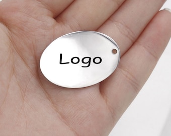 Custom bedel ovale hanger sieraden op maat Gepersonaliseerde bedel roestvrij staal lasergegraveerd logo bedel kralen voor het maken van sieraden kw1908h