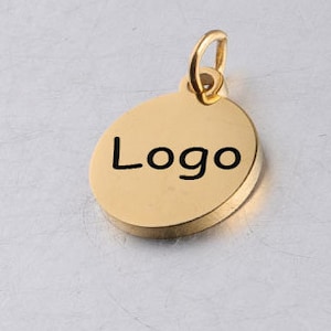 Personalized coin Charm Custom Charm Stainless Steel Laser Engraved logo Charm beads for jewelry making kw1878f
