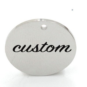 Personalized pendant Custom Charm coin Personalized Charm Stainless Steel Laser Engraved logo Charm beads for jewelry making kw1871-2e