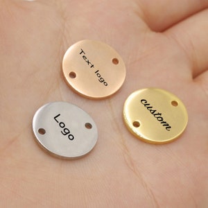 Custom Charm coin Personalized Charm Stainless Steel Laser Engraved logo Charm beads for jewelry making kw1894