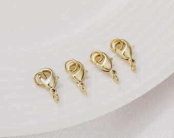 Cierre de langosta chapado en oro de 14 quilates de 6 x 10 mm. Alternativas de cierre de garra de langosta/gatillo para la fabricación de joyas gb015