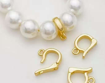 14K Gold Filled 7x11mm Pearl Clasp Clips Connector for Pearl Bracelet Necklace Clasp  Findings  for jewelry making gb014