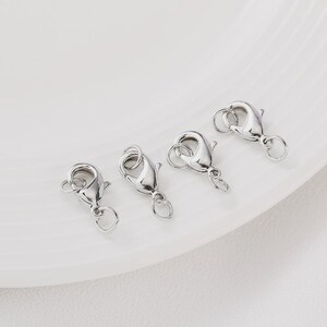 Lobster Clasp with closed white gold plated rings Lobster Claw Trigger Clasp Alternative Findings  for jewelry making gb053