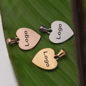 Custom Charm heart-shaped custom jewelry Personalized Charm Stainless Steel Laser Engraved logo Charm beads for jewelry making kw1891