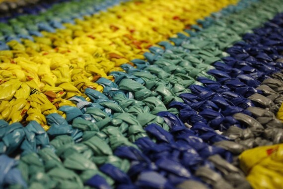 Recycled Plastic Door Mat Mixed Colors Yellow Blue Green Etsy