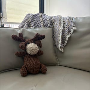 Handmade Crochet Moose Plushie Soft Cozy Amigurumi Animal, Perfect Gift for Kids & Moose Lovers