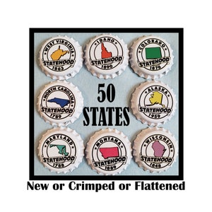 Complete Set 50 USA States Beer Bottle Caps Patriotic Decoration 4th of July