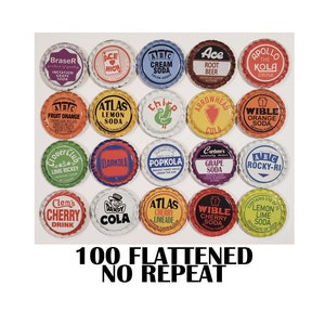 100 Flattened Vintage Soda Bottle Caps No defects Assorted Bottle Caps Bulk Flattened Bottle Caps