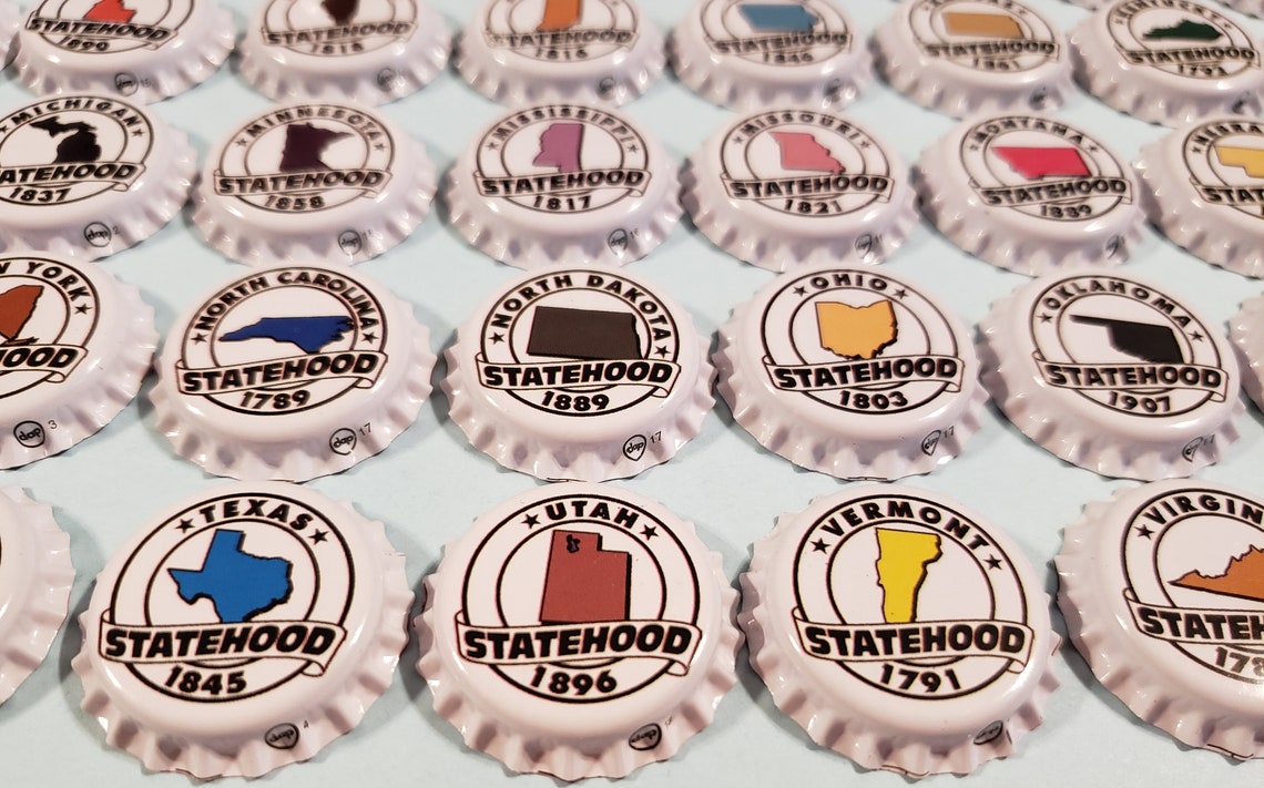Homebrew Beer Bottle Caps US States Patriotic Decoration Home Etsy