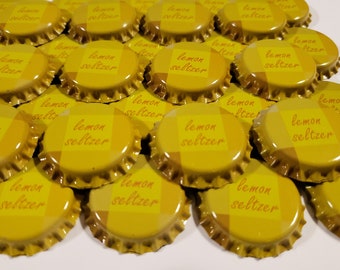 Plaid 100 Yellow Beer Bottle Caps Lemon Seltzer New 